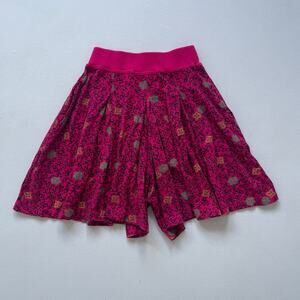 Vtg 80s Magenta Floral Motif High Rise Palazzo Shorts / Sz S / Cotton PINWHEELS
